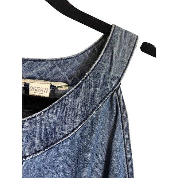 Cato Top Women 26 Blue Chambray Halter Embroidery Boho Western 80s Retro Artsy - Picture 7 of 13